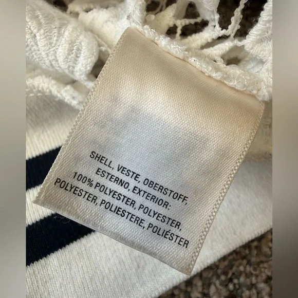 Anthropologie Maeve lace long sleeve white top black cuffs Small SO CUTE! Zipper - Picture 5 of 12